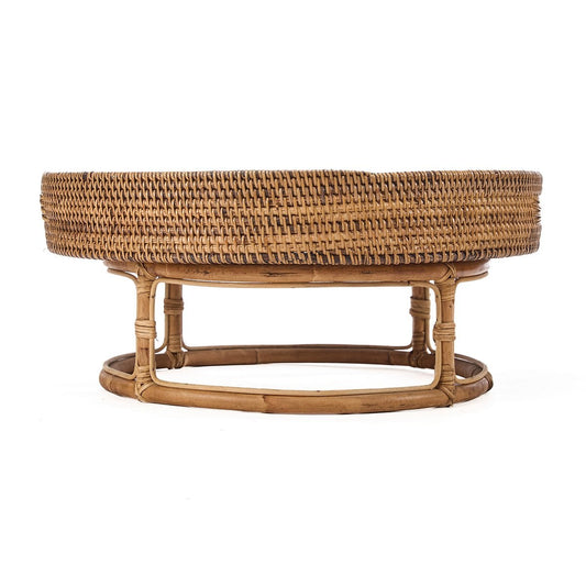 Rundes Rattan-Tablett in Naturbraun, Ø 50 cm | VIA X SELECTION