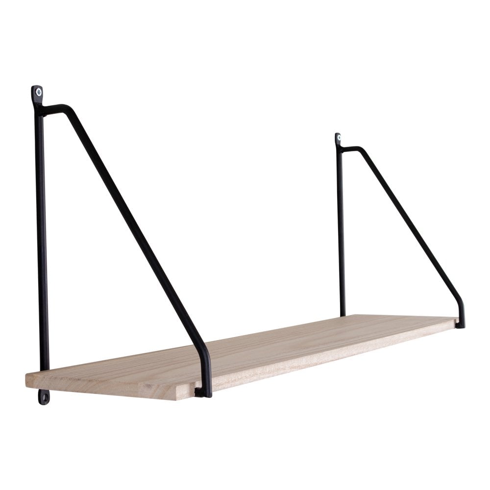 Regal aus schwarzem Stahl und Holz, 65 × 17 × 27 cm | VIA X SELECTION