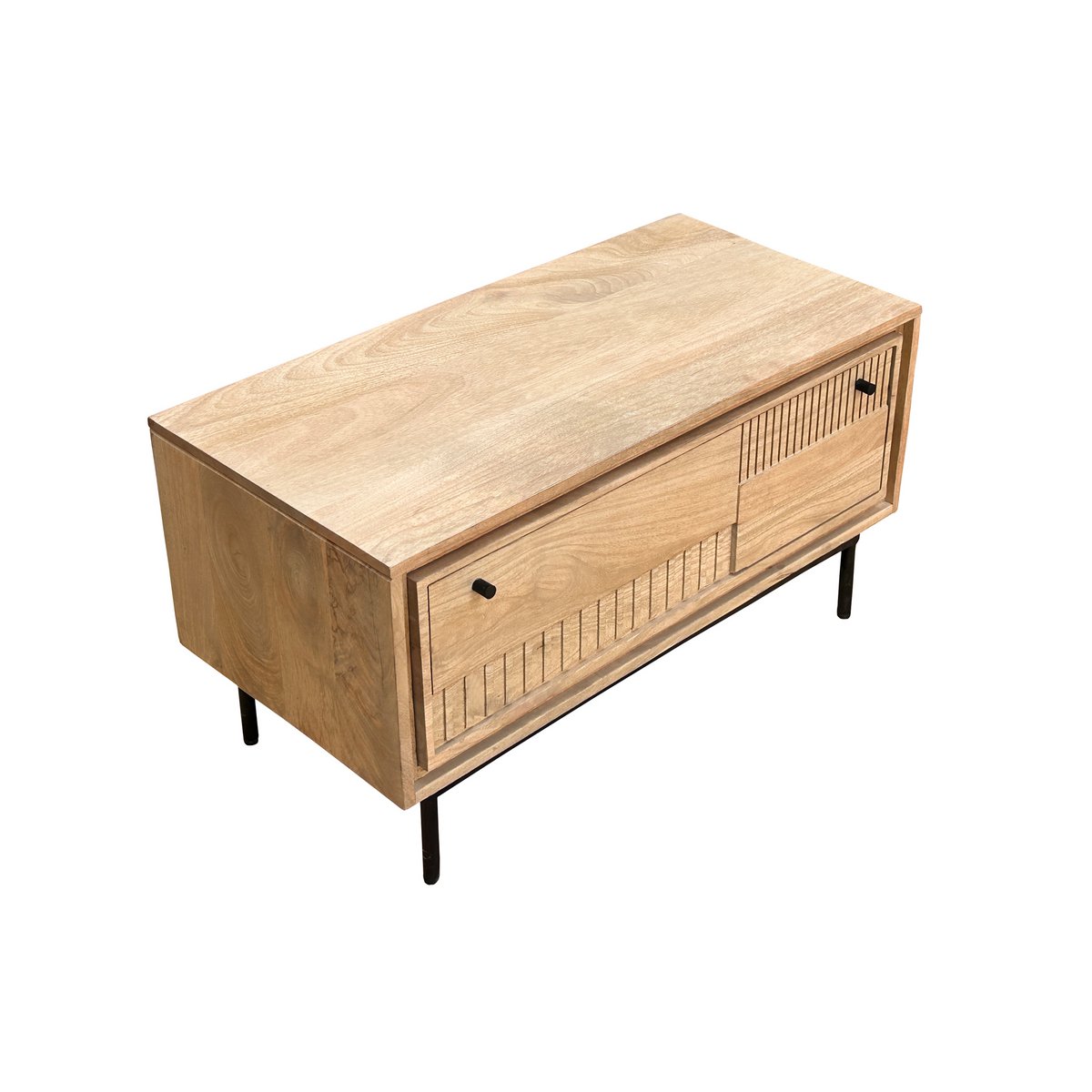 Schuhschrank aus Mangoholz mit Lamellenfront, 40 × 85 × 45 cm | VIA X SELECTION