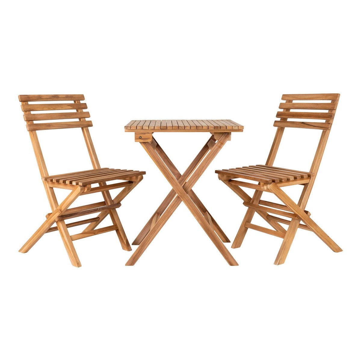 Café-Set aus Teakholz mit zwei Stühlen und Tisch | VIA X SELECTION