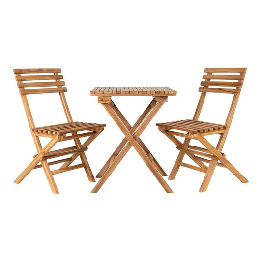 Café-Set aus Teakholz mit zwei Stühlen und Tisch | VIA X SELECTION