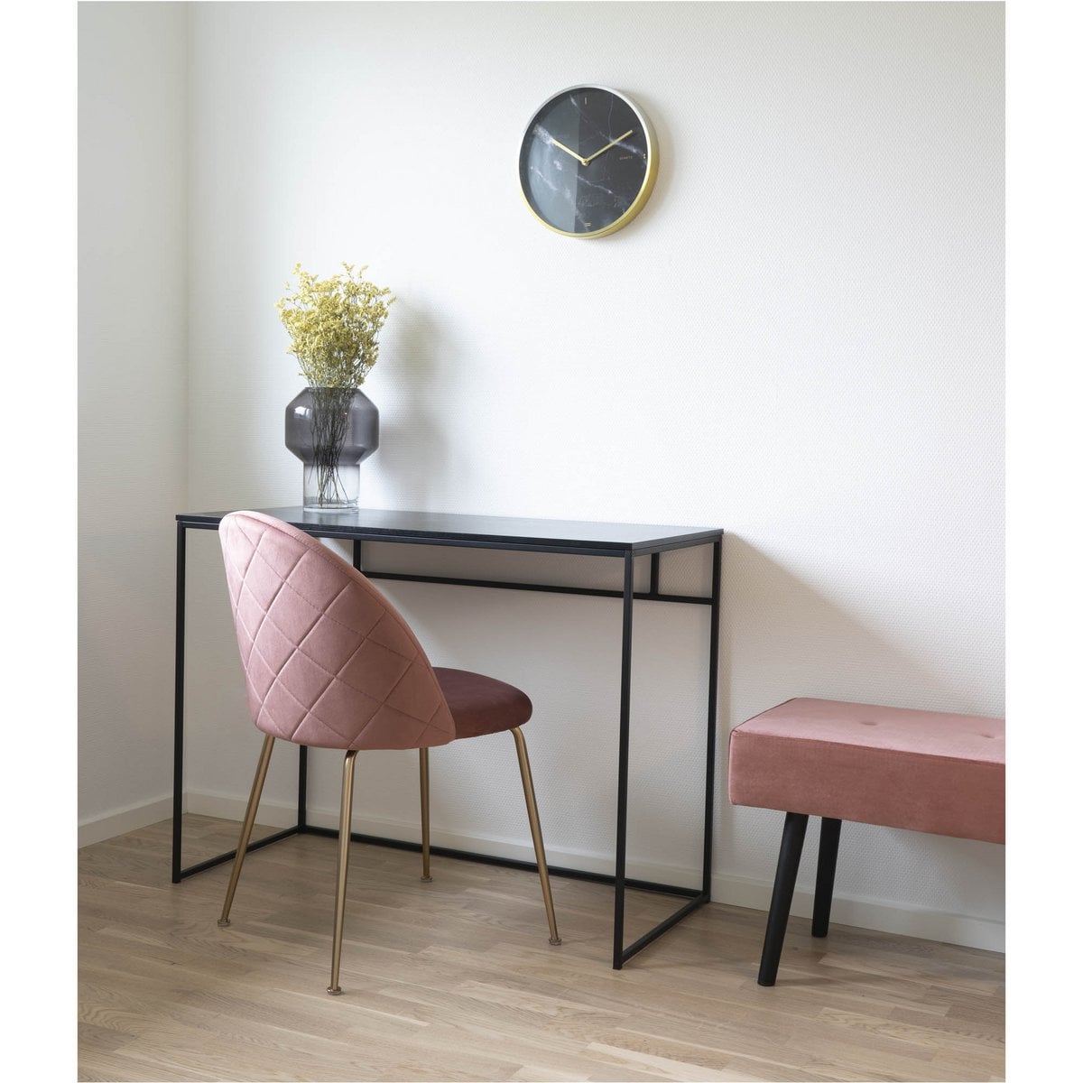 Schreibtisch schwarz mit Glasplatte, 100 × 45 cm | VIA X SELECTION