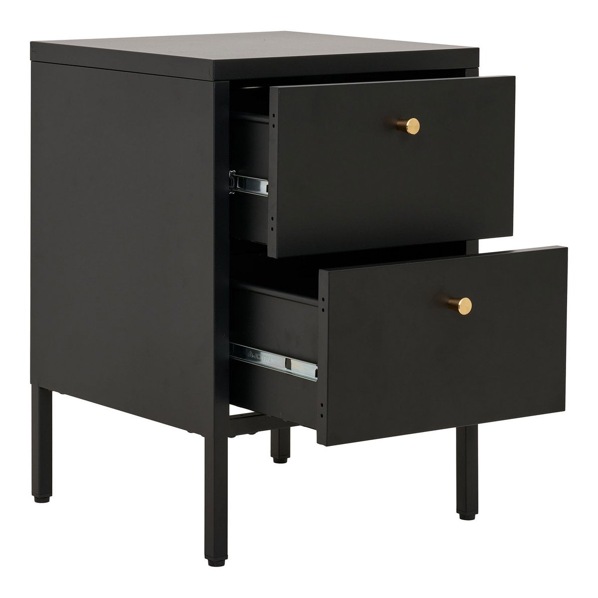 Kommode schwarz mit Messingdetails, 40 × 40 × 60 cm | VIA X SELECTION