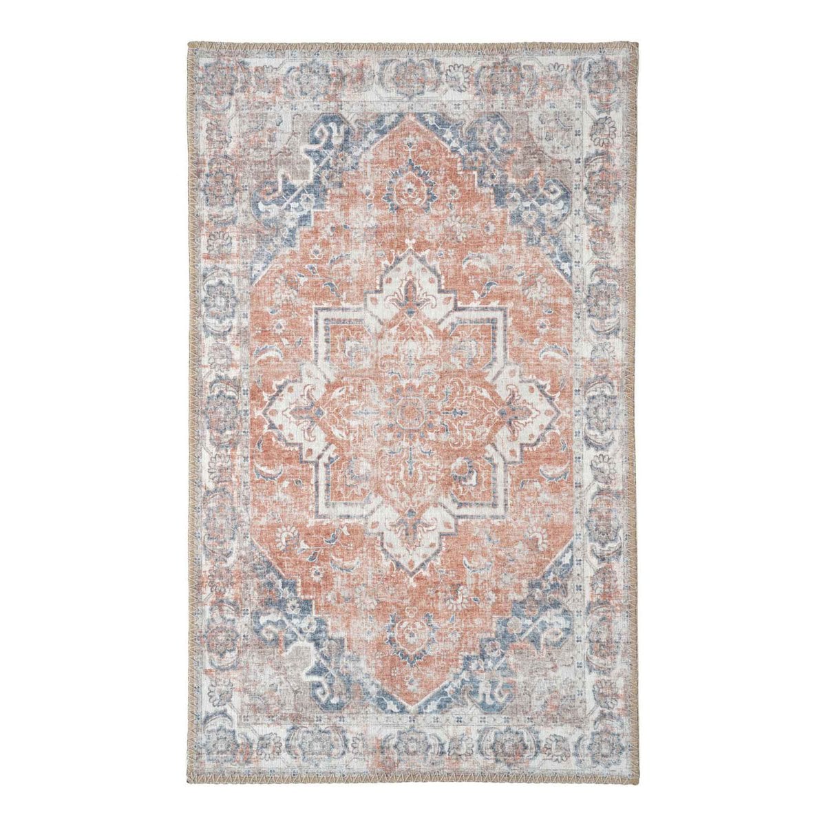 Fußmatte aus Chenille-Polyester blau-orange, 50 × 80 cm | VIA X SELECTION