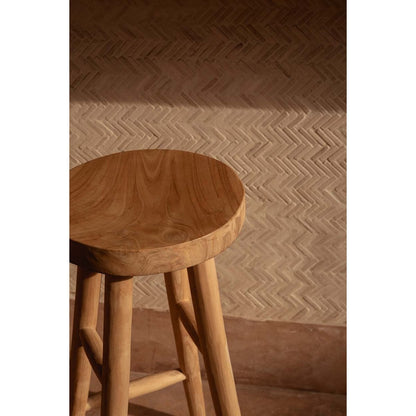 Barhocker aus massivem Teakholz in Natur | VIA X SELECTION