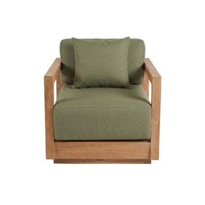 Outdoor-Loungesessel aus recyceltem Teakholz mit Quick-Dry-Polstern in Algengrün | VIA X SELECTION