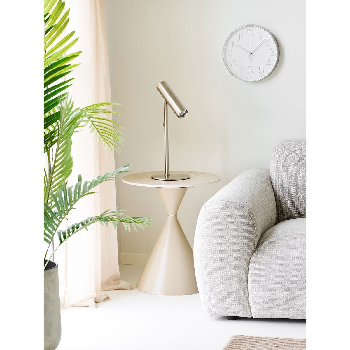 Beistelltisch aus Keramik in Travertinoptik, Ø, 50 × 56 cm | VIA X SELECTION