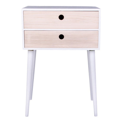 Nachttisch weiß-natur mit zwei Schubladen 32 × 45 × 65,5 cm | VIA X SELECTION