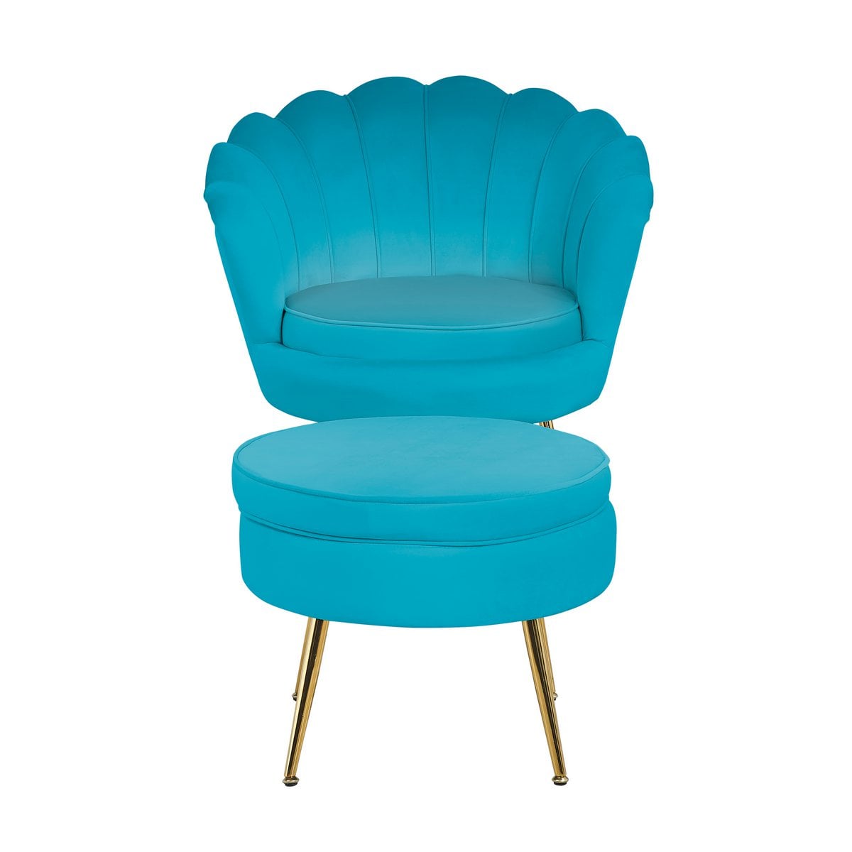 Runder Samt-Pouf in Blau | VIA X SELECTION