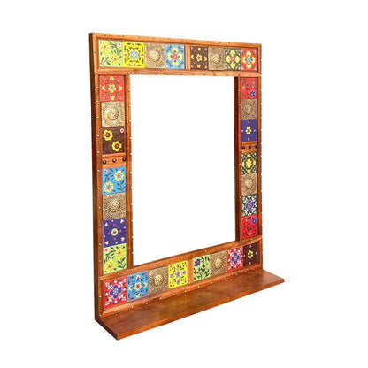 Wandspiegel mit Kachelrahmen und Ablage 65 × 80,5 cm | VIA X SELECTION