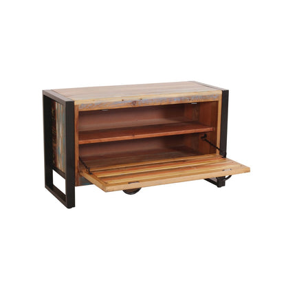Schuhschrank aus Altholz mit Metallgestell, 35 × 85 × 50 cm | VIA X SELECTION
