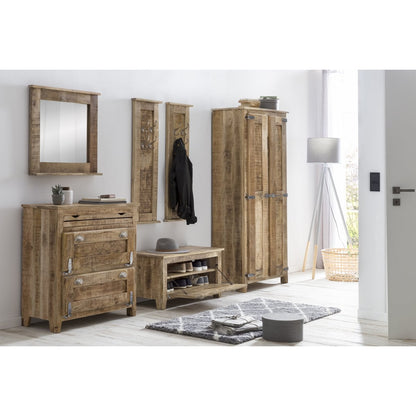 Wandspiegel aus Mangoholz mit Ablage, 70 × 69 cm | VIA X SELECTION