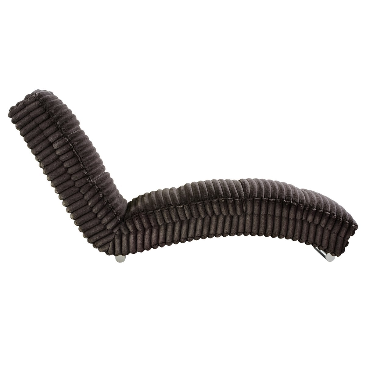 Chaiselongue aus schwarzem Plüsch-Cord mit Metallgestell | VIA X SELECTION