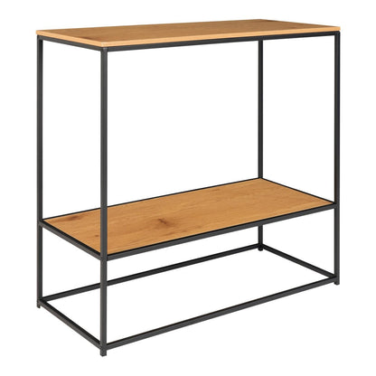 Konsolentisch Eichenoptik schwarz mit 2 Ablagen, 80 × 36 × 80 cm | VIA X SELECTION
