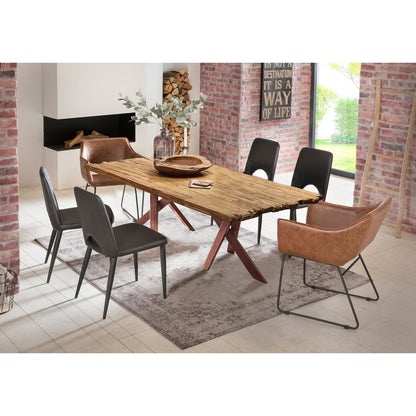 Esstisch Holz braun Eisengestell, 200 × 100 cm | VIA X SELECTION