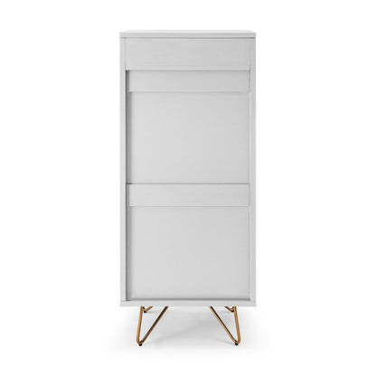 Hochkommode weiß mit Spiegelklappe, 40 × 45 × 110 cm | VIA X SELECTION