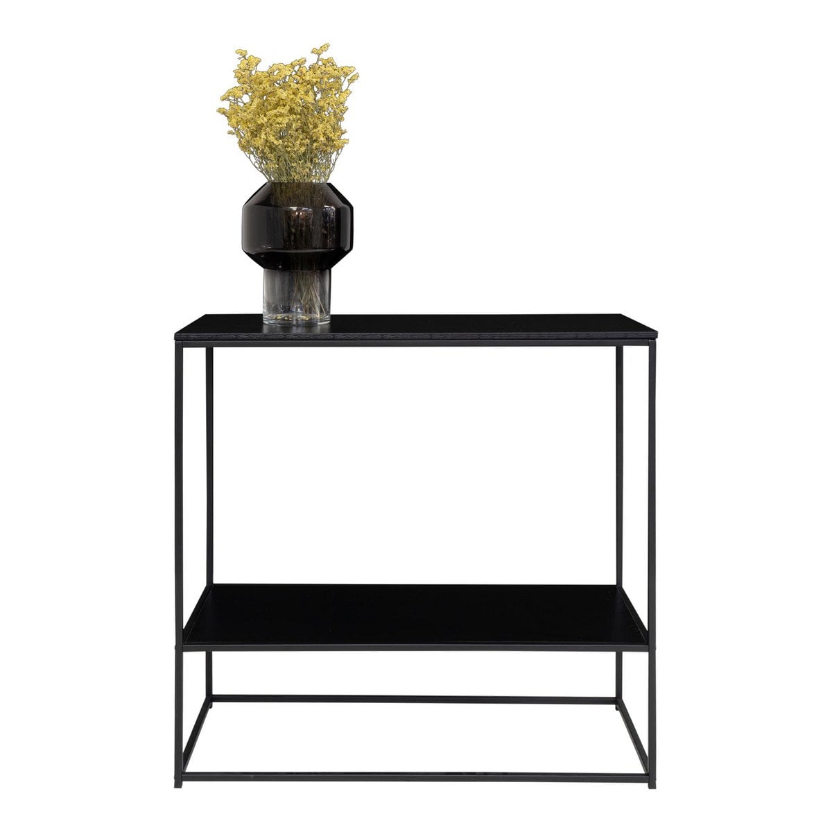 Konsolentisch schwarz mit 2 Ablagen, 80 × 36 × 80 cm | VIA X SELECTION