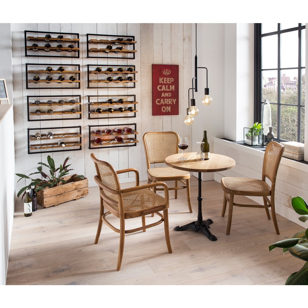 Esszimmerstuhl aus Teakholz mit Wiener Geflecht im Kaffeehaus-Stil | VIA X SELECTION