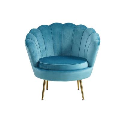 Muschelsessel aus Samt blau mit goldfarbenem Gestell | VIA X SELECTION