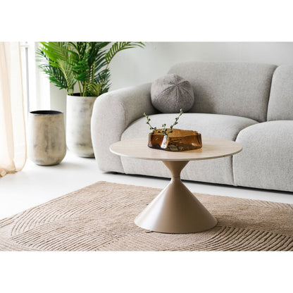 Runder Couchtisch aus Keramik in Travertinoptik, Ø, 70 × 41 cm | VIA X SELECTION