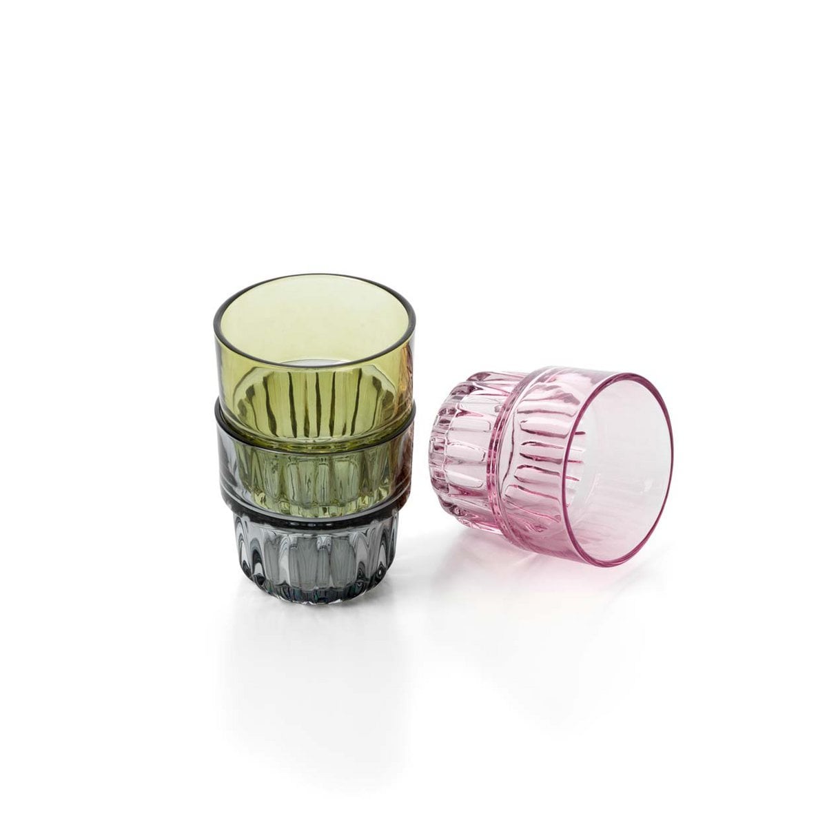 Trinkglas aus facettiertem Glas in Blush 8 cm | VIA X SELECTION