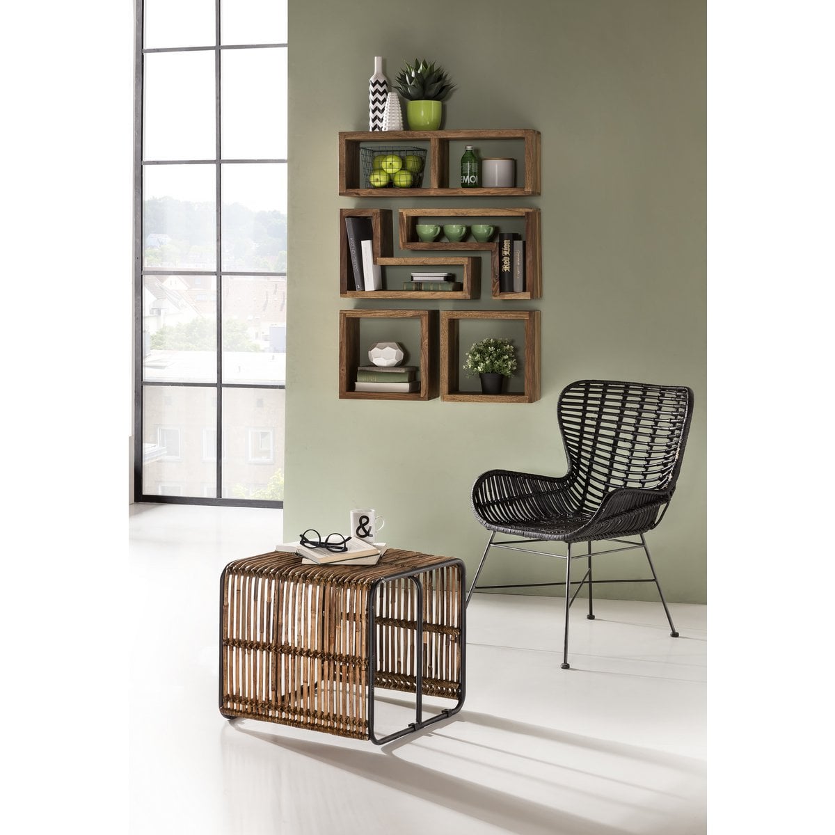 Rattansessel schwarz mit Metallgestell | VIA X SELECTION