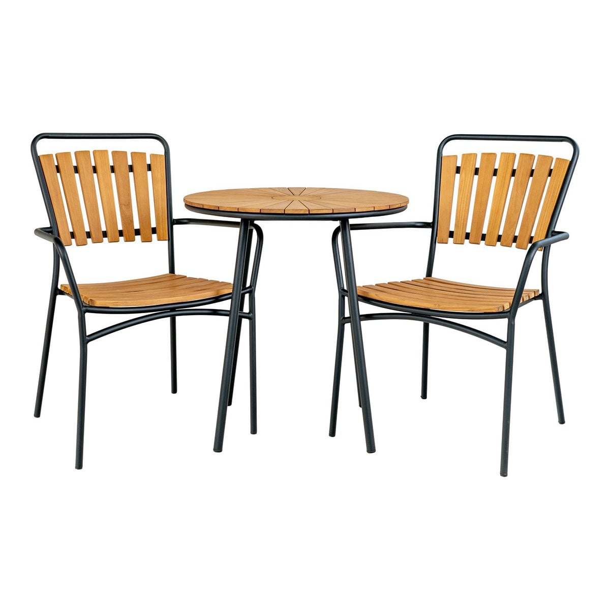 Runder Café-Tisch mit Teakplatte, Ø 70 cm | VIA X SELECTION
