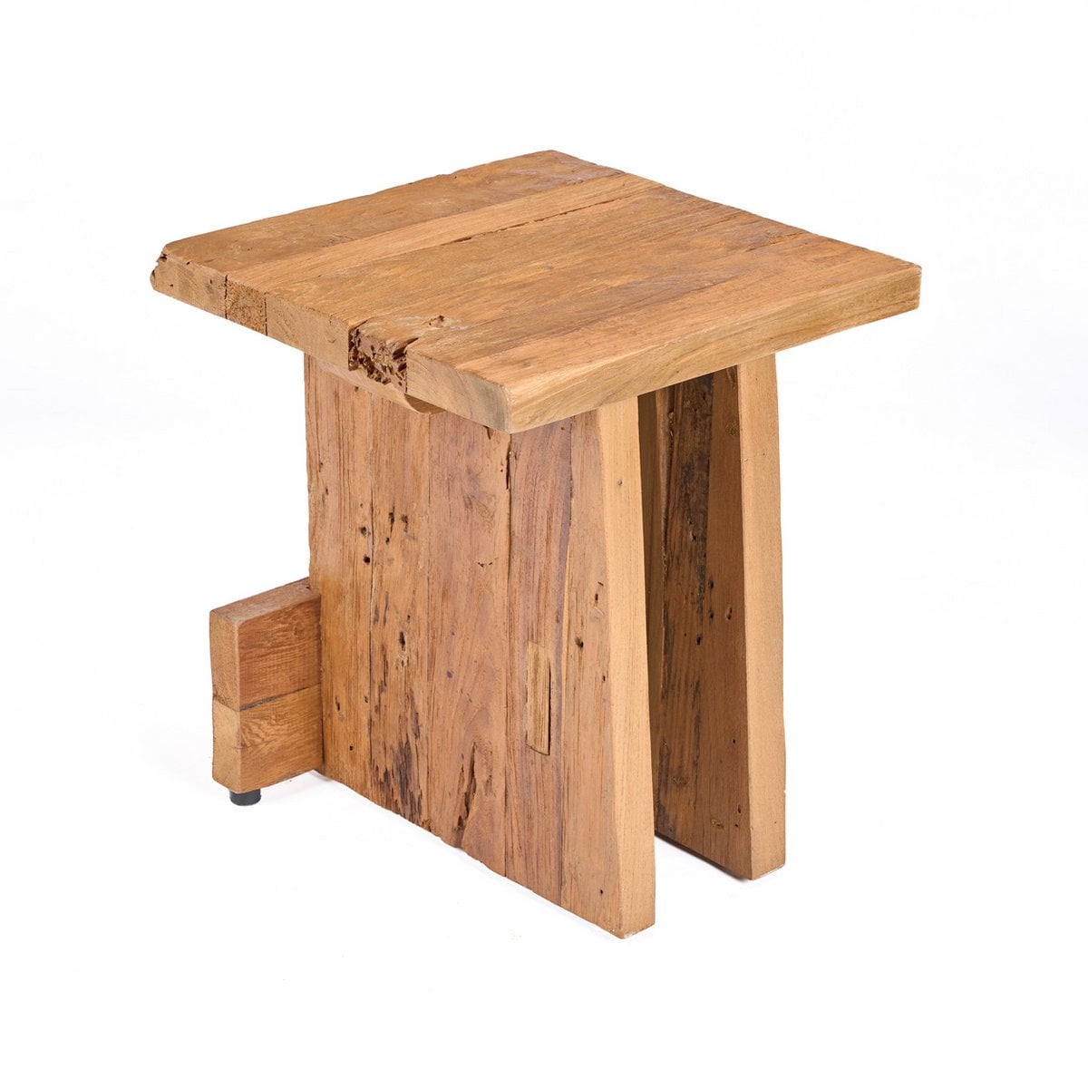 Blockhocker aus recyceltem Teakholz in Natur | VIA X SELECTION