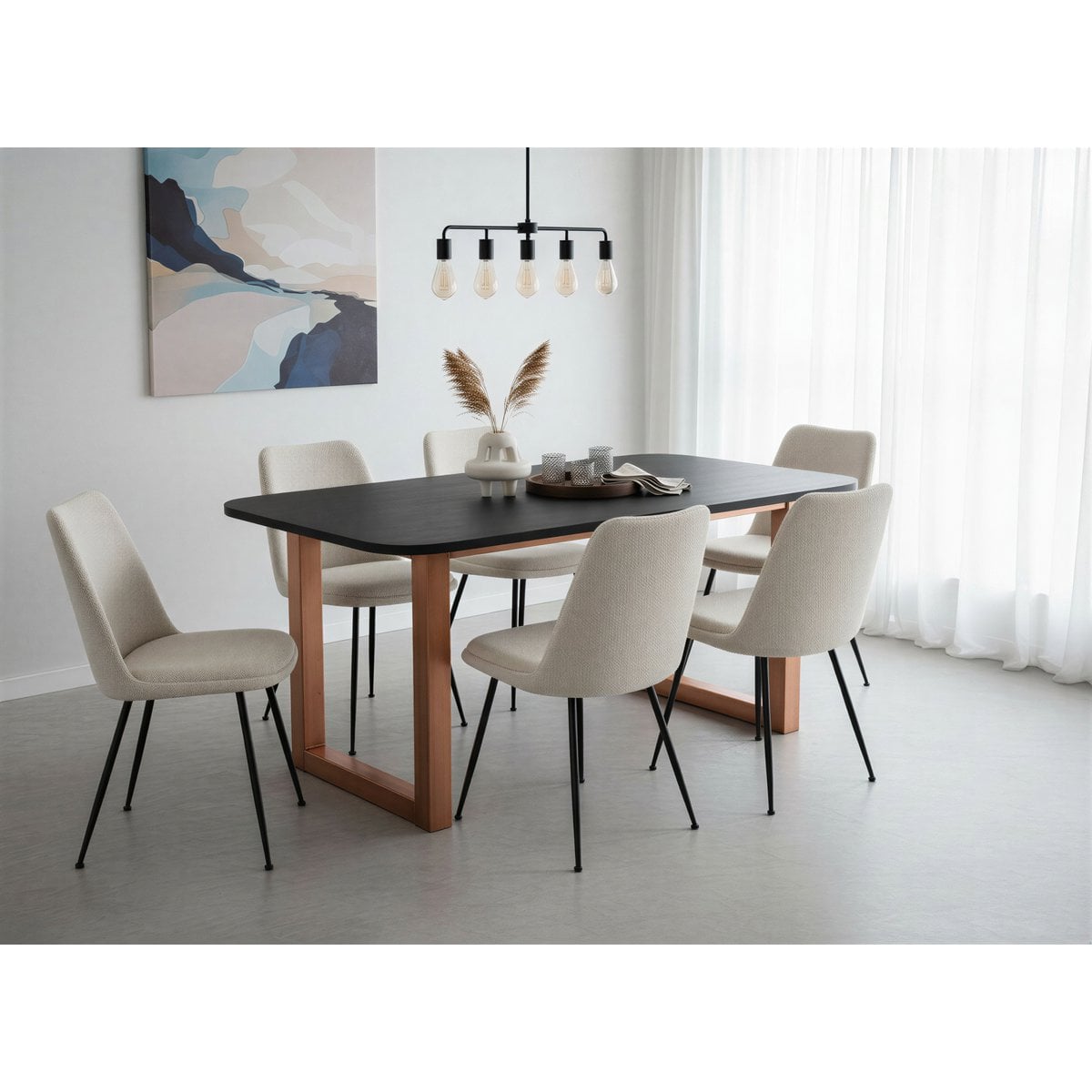 Esstisch Mangoholz schwarz Kufengestell antikbraun, 220 × 100 cm | VIA X SELECTION