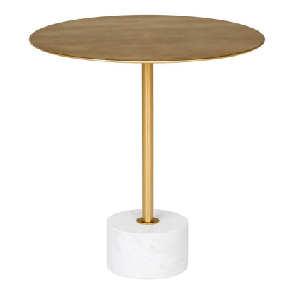 Runder Beistelltisch aus Marmor und Messing, 51 × 51 × 52 cm | VIA X SELECTION