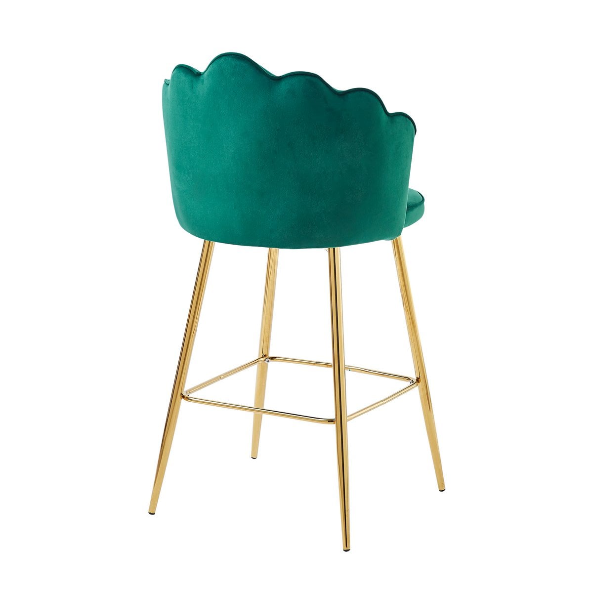 Barhocker im Muscheldesign aus Samt grün im 2er-Set | VIA X SELECTION