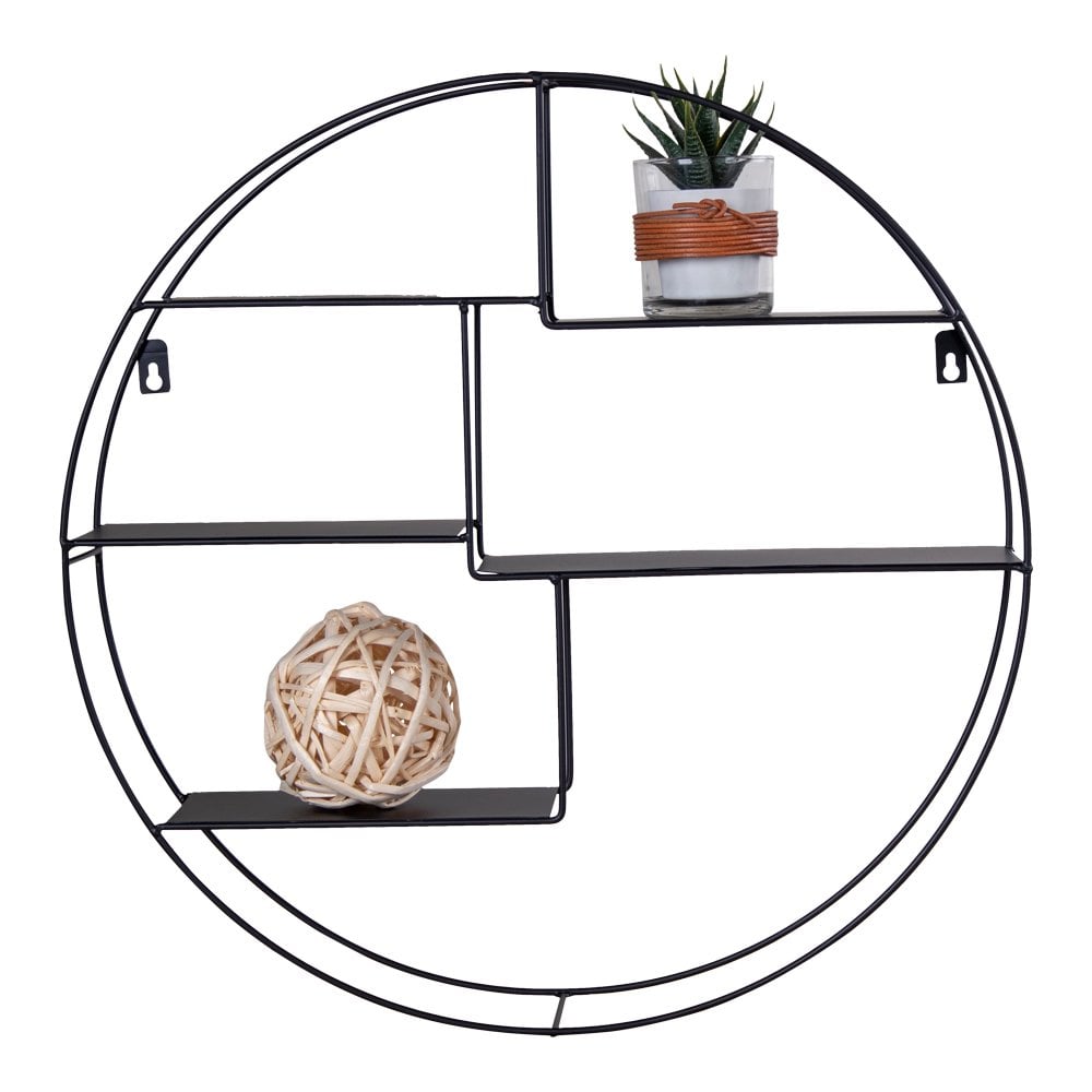 Rundes Regal aus schwarzem Stahl, Ø, 47 × 10 cm | VIA X SELECTION