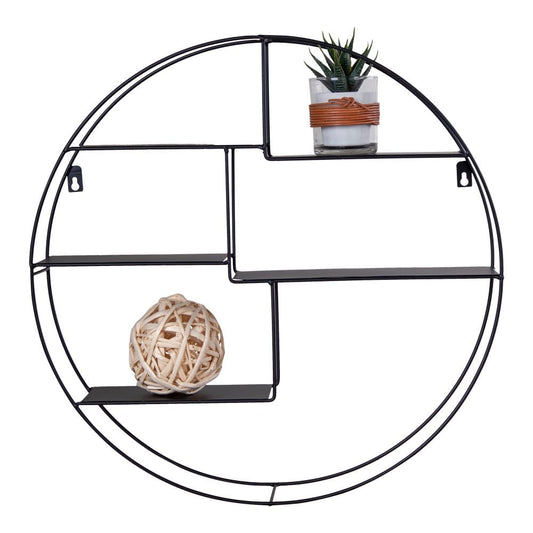 Rundes Regal aus schwarzem Stahl, Ø, 47 × 10 cm | VIA X SELECTION
