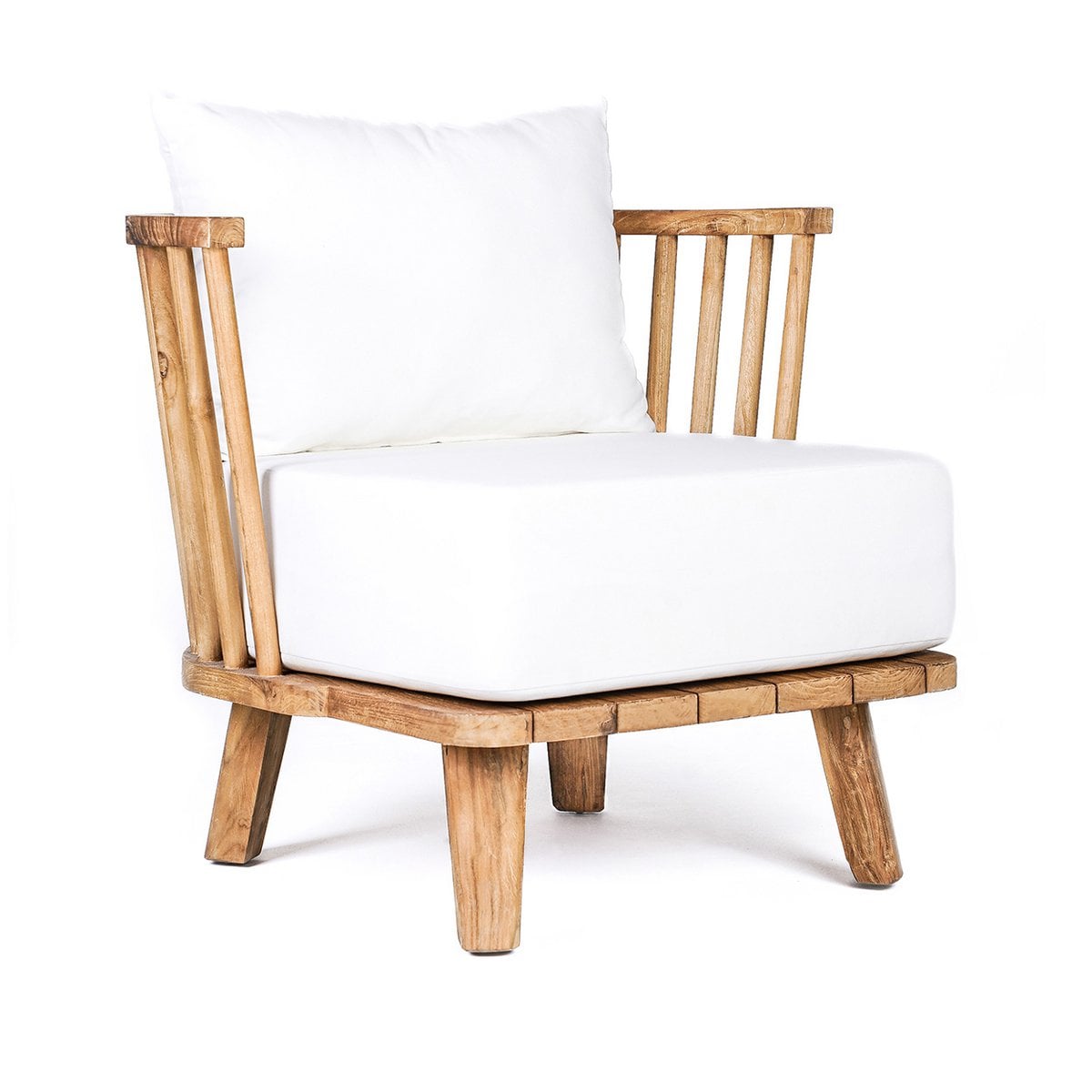 Loungesessel aus recyceltem Teakholz in Naturweiß mit skulpturalem Rahmen | VIA X SELECTION