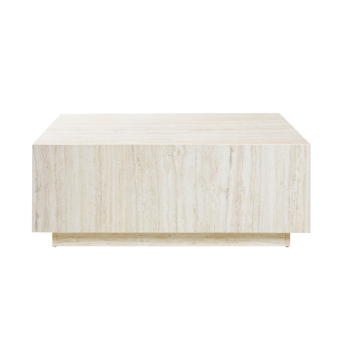 Quadratischer Couchtisch in Travertinoptik, 90 × 90 × 35 cm | VIA X SELECTION