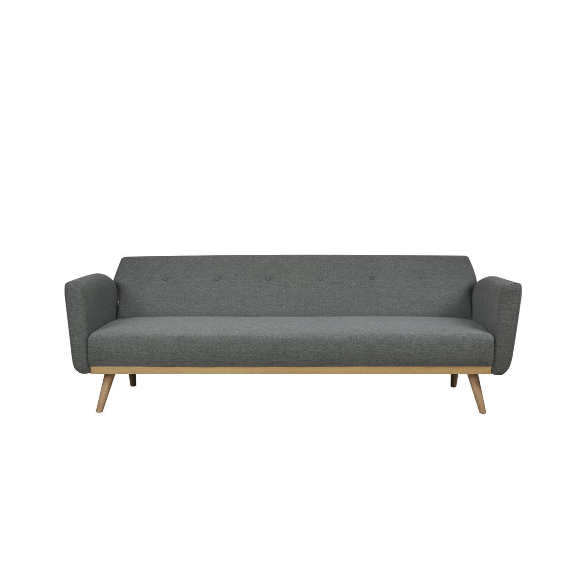 Schlafsofa in grauem Feinstrukturstoff mit Holzgestell | VIA X SELECTION