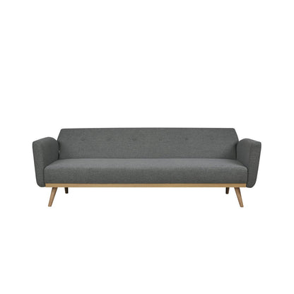 Schlafsofa in grauem Feinstrukturstoff mit Holzgestell | VIA X SELECTION