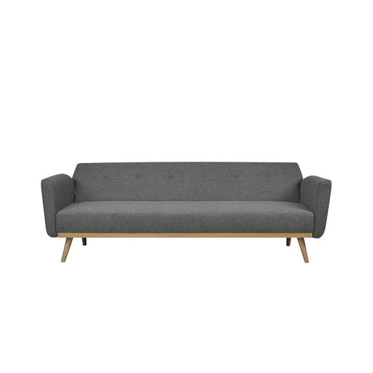 Schlafsofa in grauem Feinstrukturstoff mit Holzgestell | VIA X SELECTION