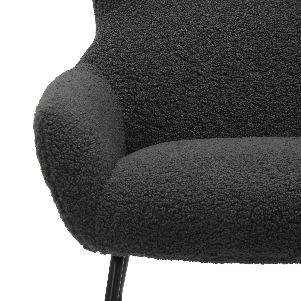 Sessel mit Hocker in Teddyfell-Optik anthrazit | VIA X SELECTION