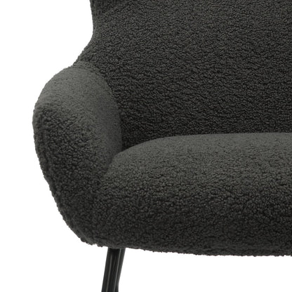 Sessel mit Hocker in Teddyfell-Optik anthrazit | VIA X SELECTION