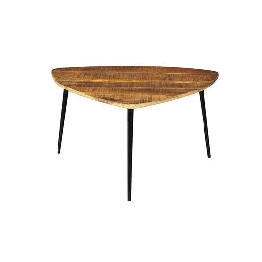 Dreieckiger Couchtisch aus Mangoholz und Metall, 80 × 80 × 47 cm | VIA X SELECTION