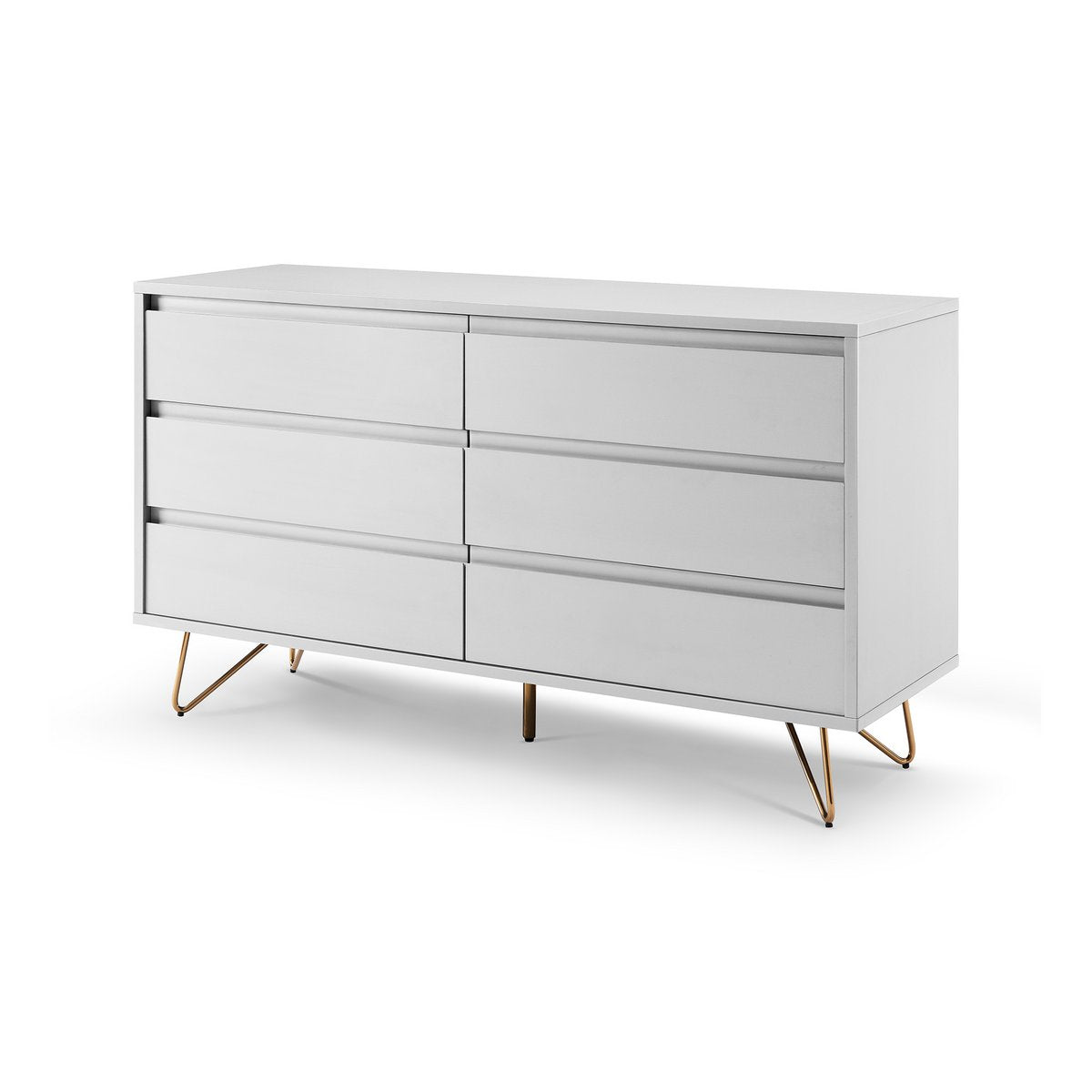 Kommode weiß mit 6 Schubladen, 40 × 120 × 70 cm | VIA X SELECTION