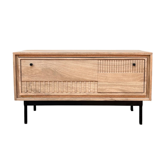 Schuhschrank aus Mangoholz mit Lamellenfront, 40 × 85 × 45 cm | VIA X SELECTION