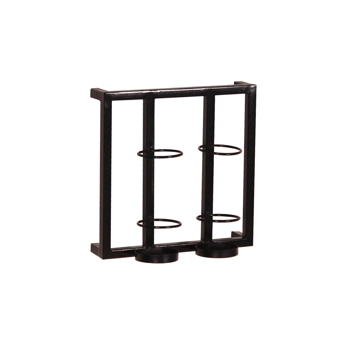 Wand-Weinregal aus schwarzem Metall für 2 Flaschen, 15 × 35 × 35 cm | VIA X SELECTION