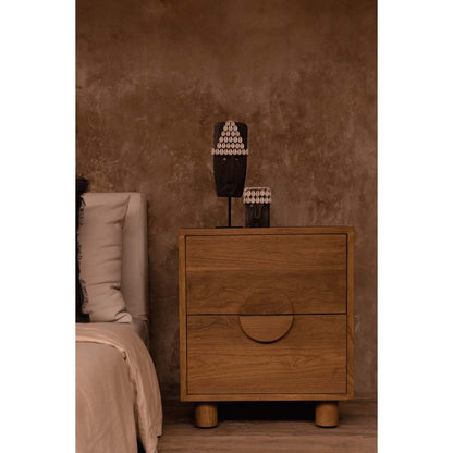 Nachttisch aus Teakholz mit zwei Schubladen, 50 × 40 × 58 cm | VIA X SELECTION
