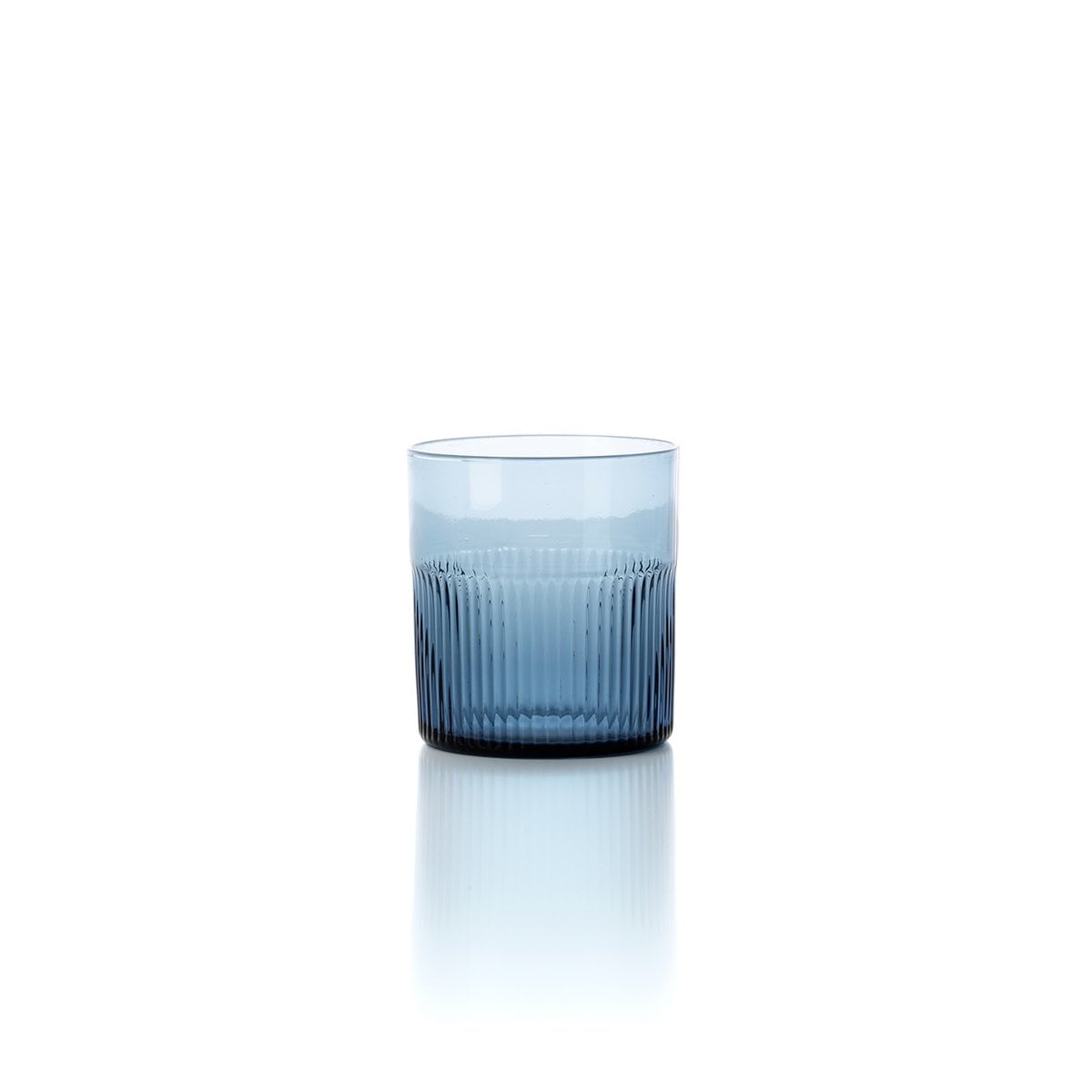 Niedriges Trinkglas aus blauem Recyclingglas 9,5 cm | VIA X SELECTION