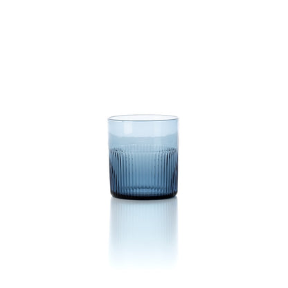 Niedriges Trinkglas aus blauem Recyclingglas 9,5 cm | VIA X SELECTION