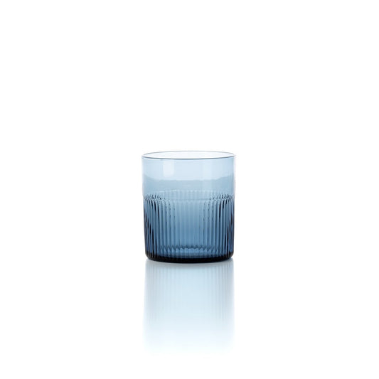 Niedriges Trinkglas aus blauem Recyclingglas 9,5 cm | VIA X SELECTION