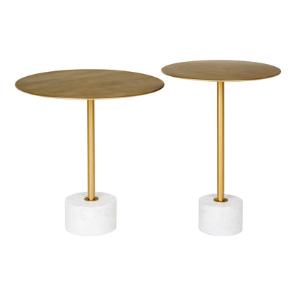 Runder Beistelltisch aus Marmor und Messing, 51 × 51 × 52 cm | VIA X SELECTION
