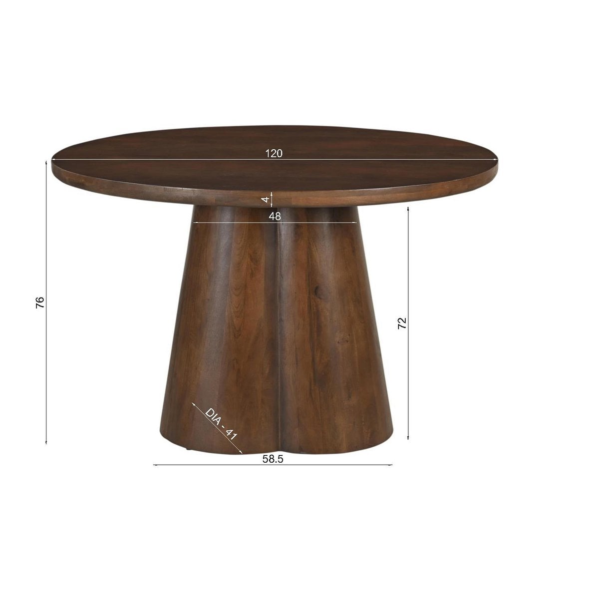 Runder Esstisch Mangoholz zweiteilige Säule 120 cm | VIA X SELECTION